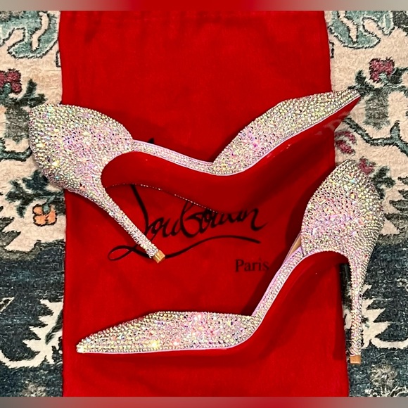 Christian Louboutin Swarovski Crystal Strass Sparkle Bling Heels Lilac 39.5 - Picture 1 of 8
